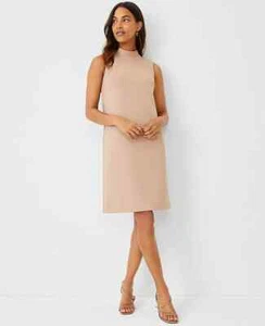 Nuevo $149 Vestido Ann Taylor The Mock Neck Shift en Doble Punto Tostado Talla 2P - Imagen 1 de 2