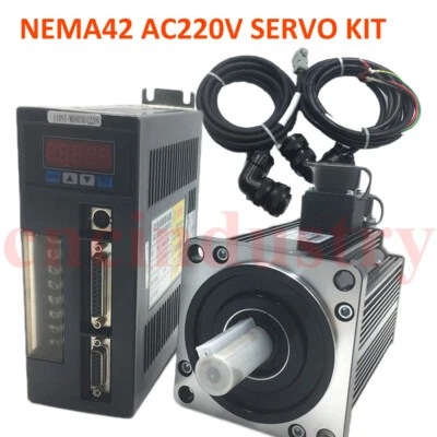 NEMA42 AC Servo Motor 800W Motor+Servo Driver 220V 4NM 2000R/Min DIY Control Kit - Image 1 of 4