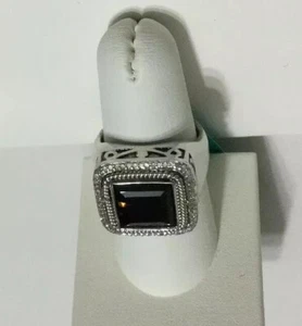 EFFY BH Ring Size 7.25 Silver &14k Yel Gold Diamond .25ct Smoky Topaz 3.80ct NWT - Picture 1 of 6