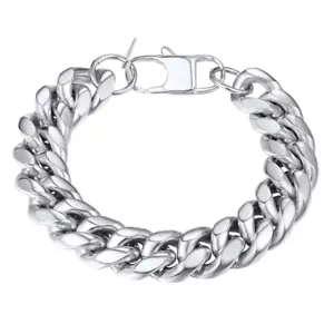 14MM Stainless Steel Cuban Link Bracelet for Men & Women - 19 Inch - Picture 1 of 12