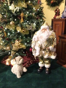 36-In Tall Santa Claus Gold & White Free/Standing Santa Decoration Excel. Cond. - Picture 1 of 9
