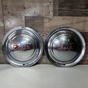 Pair (2) 52 53 54 55 NASH Hub Caps 15" Wheel Covers 1952 1953 1954 1955 1950’s - Picture 1 of 20