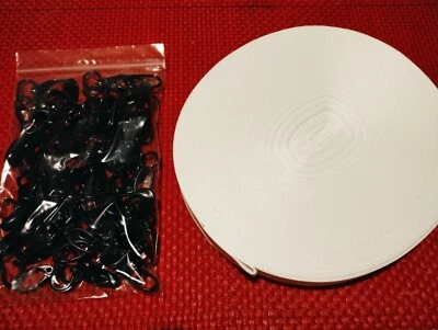 50 Meters White Ribbon for Sublimation Print, 25mm Width (1") x 50 x Black Clip - Image 1 of 3