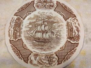 2 Vintage Alfred Meakin Staffordshire-The Friendship Of Salem, #17 10" plates - Picture 1 of 8