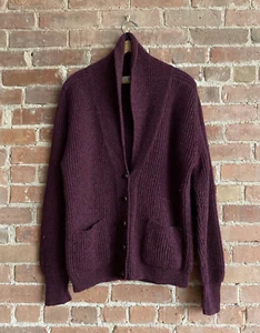 Vintage Pringle 100% Wool Sweater Size Small, Scotland Deep Maroon Ribbed - Picture 1 of 10