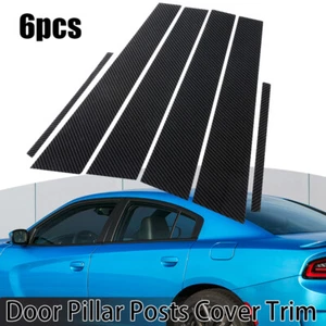 6* Para Dodge 2011-2021 Cargador Negro Carbono Postes Pilar Ventana Puerta Borde Cubierta - Imagen 1 de 10
