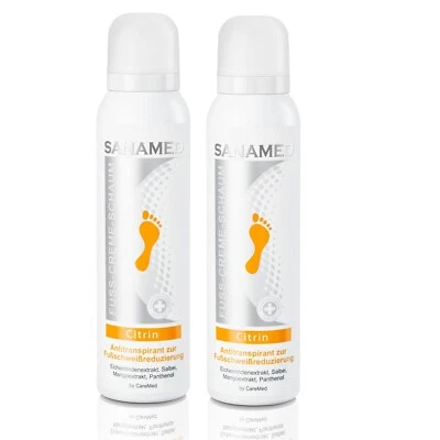 CAREMED Sanamed Fuß Creme Schaum, Citrin, Fußdeo bei Schweißfuss 2x 150ml