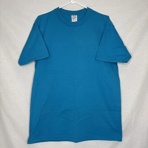 Vintage 90s Jerzees Blank 50/50 Heavyweight Tshirt Teal Size L Made in USA - Bild 1 von 9