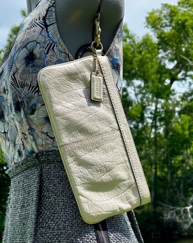 COACH Pochette da polso in pelle platino oro metallizzato Lg 13276 sera formale Y2K