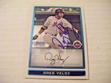 GREG VELOZ signed RC METS 2009 Bowman Chrome baseball card AUTO Autographed BCP3