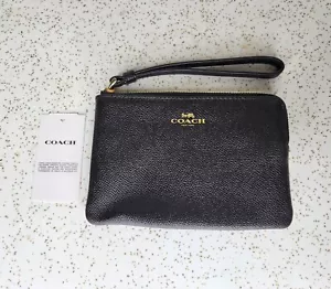 COACH Corner Zip Women's Leather Wallet/Wristlet Card/Coin Case Black 58032 NWT - Picture 1 of 3