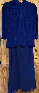 ALEX EVENINGS Womens Dress 16 Sleeveless Maxi Sheath w/ 3/4 Sleeve Jacket Nice! - Picture 1 of 15