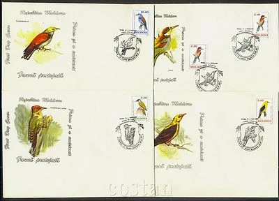 1993 Birds,Swallow,Green Woodpecker,Hoopoe,Cuckoo,Oriole,Vögel,Moldova,56=7 FDC - Image 1 of 2