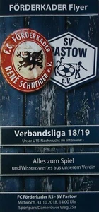 Stadionheft Flyer Verbandsliga 2018/19 FC Förderkader RS Rostock - SV Pastow  - Picture 1 of 1