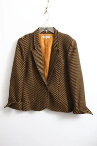 Blazer a rayas de lana marrón Liliane Burty Paris talla 42 usado en excelente estado de colección - Imagen 1 de 7