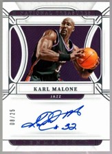 KARL MALONE /25 JAZZ HOF ON CARD AUTO SSP 2021-22 NATIONAL TREASURES AUTOGRAPH