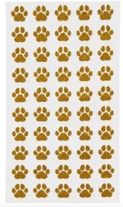 1 Sheet Gold Glitter Dog Puppy Paw Print Stickers Planner Crafts Envelope Seals - Picture 1 of 1