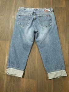 Vintage BONGO CUFFED Denim CAPRI Jeans Juniors Women SIZE 13 Dark Stone Straight - Picture 1 of 4