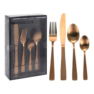 Set 16 cubiertos Premium cobre mate acero inoxidable con revestimiento titanio - Imagen 1 de 1