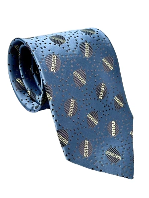 Versace Blue & Gray Greek Key Polka Dot Geometric 100% Silk Tie 56 x 3.75 Foto 1 de 4