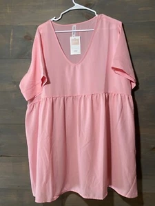 Zenana Outfitters Woman’s Blouse size 1X pink short sleeves pullover NWT top - Picture 1 of 5
