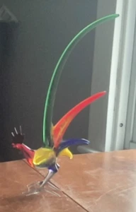 Decorative MULTI-COLOR MORANO GLASS ART GLASS ROOSTER. 9 1/2" Tall. Delicate. - Picture 1 of 5