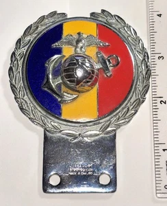 Rare USMC Car Grill License Topper JR Gaunt 1930’s Officer EGA Insignia Marine - Picture 1 of 4
