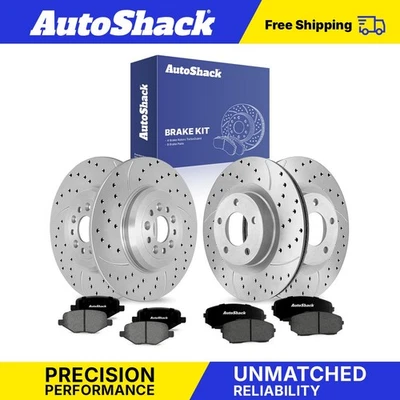 Front Rear Drilled Slotted Brake Rotors Premium Ceramic Pads for Ford Edge Foto 1 de 2