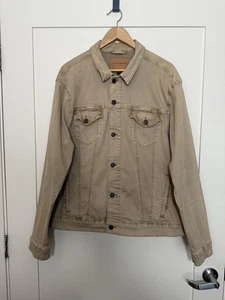 Lucky Brand Trucker Jacket Mens Sz XXL Tan Button Up Cotton Outdoor Casual - Picture 1 of 11