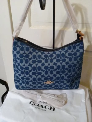 Coach Laurel Crossbody Shoulder Bag Signature Denim Blue/Gold CY702 NWOT - Image 1 of 4