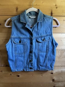 Chaleco vaquero vintage tangibles para mujer talla pequeña con bolsillos - Imagen 1 de 4