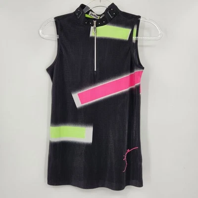 Jamie Sadock без рукавов четверть молнии гольф Майка женщин размер XS черный неоновый новый с Ярлыками - Изображение 1 из 4