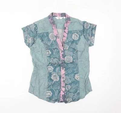 Next Women Petite Blue Floral Cotton Button-Up Blouse UK 10 - Image 1 of 4