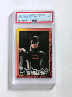 1992 Topps Batman Returns #2 DARK KNIGHT GOTHAM CITY Michael Keaton PSA 9 POP 11 - Image 1 of 4