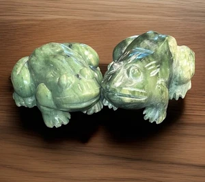 2 estatuillas de rana de jade natural vintage talladas 440 gramos - Imagen 1 de 21