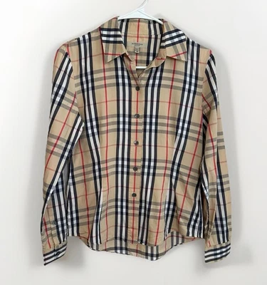 Burberry London Womens Nova Check Plaid Button-Up Shirt Blouse XS Office Preppy - Image 1 of 4