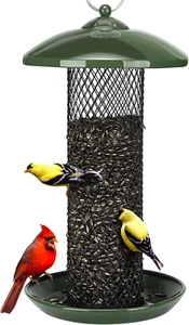 Mesh Tube Bird Feeders for Outdoors Hanging, All Metal, Wild Bird Feeder for Sun - Picture 1 of 6