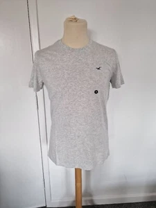 Mens Hollister Logo Icon Crew T-Shirt. New With Tags. Medium. Heather Grey - Picture 1 of 7