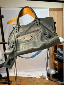 Bolso de Mano BALENCIAGA Tiempo Parcial 2 Vías Bolso de Hombro Cuero Azul con Espejo JAPÓN - Imagen 1 de 6
