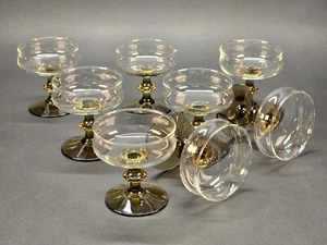Vintage MCM Libbey Tulip Brown Stem Champagne/Sherbet Glasses, Set of 8 - Picture 1 of 14