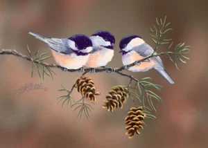 ACEO Limited Edition CHICKADEES 3 by Sharon Sharpe!!!! - Picture 1 of 1