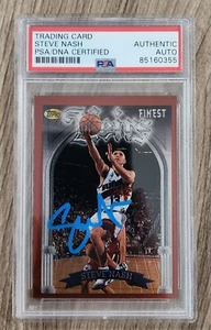 Steve Nash Signed 1996 Topps Finest Rookie RC Card #217 NBA HOF Slabbed Auto PSA - Picture 1 of 1