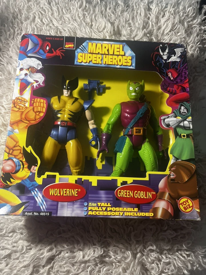 1998 Boxed Marvel Super Heroes Toy Biz 36948307 Wolverine & Green Goblin Vintage - image 1 of 4