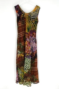 Vtg Reversible Dress Womens Geometric Floral Animal Print Y2K 90s Whimsical - Picture 1 of 12