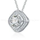 Moissanite Halo Wedding Pendant Solid 14K White Gold 2 CT Round Cut For Women's