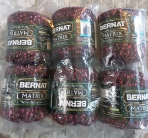  New Sealed Lot of 6 Balls -BERNAT Matrix Ribbon Yarn- color 02430 (Web Wines) - Picture 1 of 3