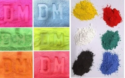 POWDER PAINT STANDARD & FLUORESCENT COLOURS 12 X 100GRAM BAGS - Image 1 of 4