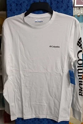 Columbia Cascades White Long Sleeve T-Shirt, Men's Size Small - Image 1 of 4