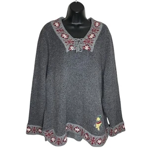 Vtg Winnie The Pooh Sweater Womens XXL 2XL Nordic Wool Blend Disney Store 90s - Picture 1 of 15