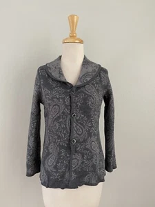 Pendleton Size SP Charcoal Gray Paisley Merino Wool Reversible Cardigan Sweater  - Picture 1 of 9